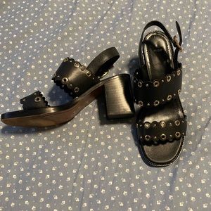 Maje Chunky Heel Leather Sandals sz 8/38